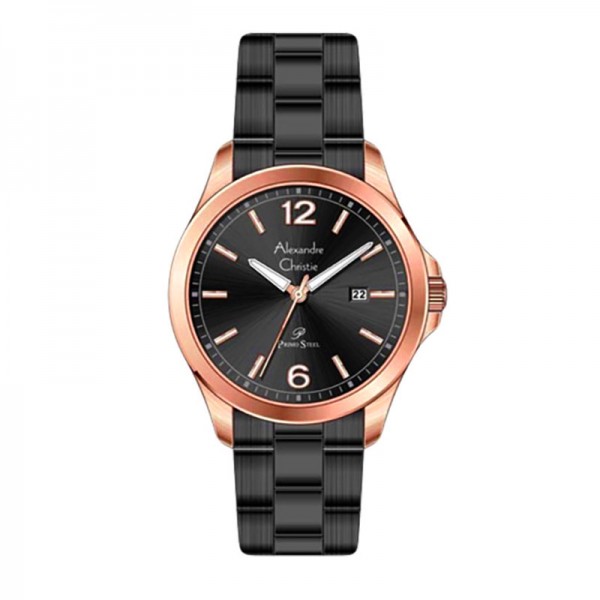 Alexandre Christie AC 1029 Rosegold Black Steel Man MDBBRBA